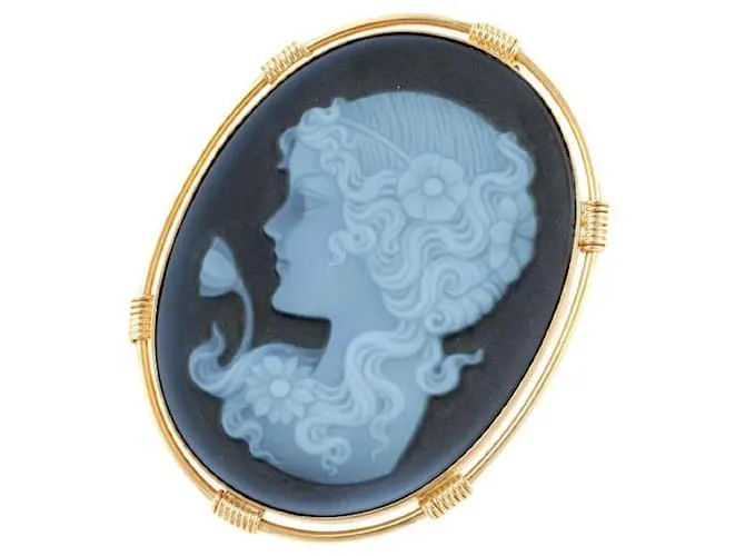 Otras joyas & Other Stories Sin marca, Broche con colgante de camafeo de piedra dorada para mujer, Materia en excelente esta