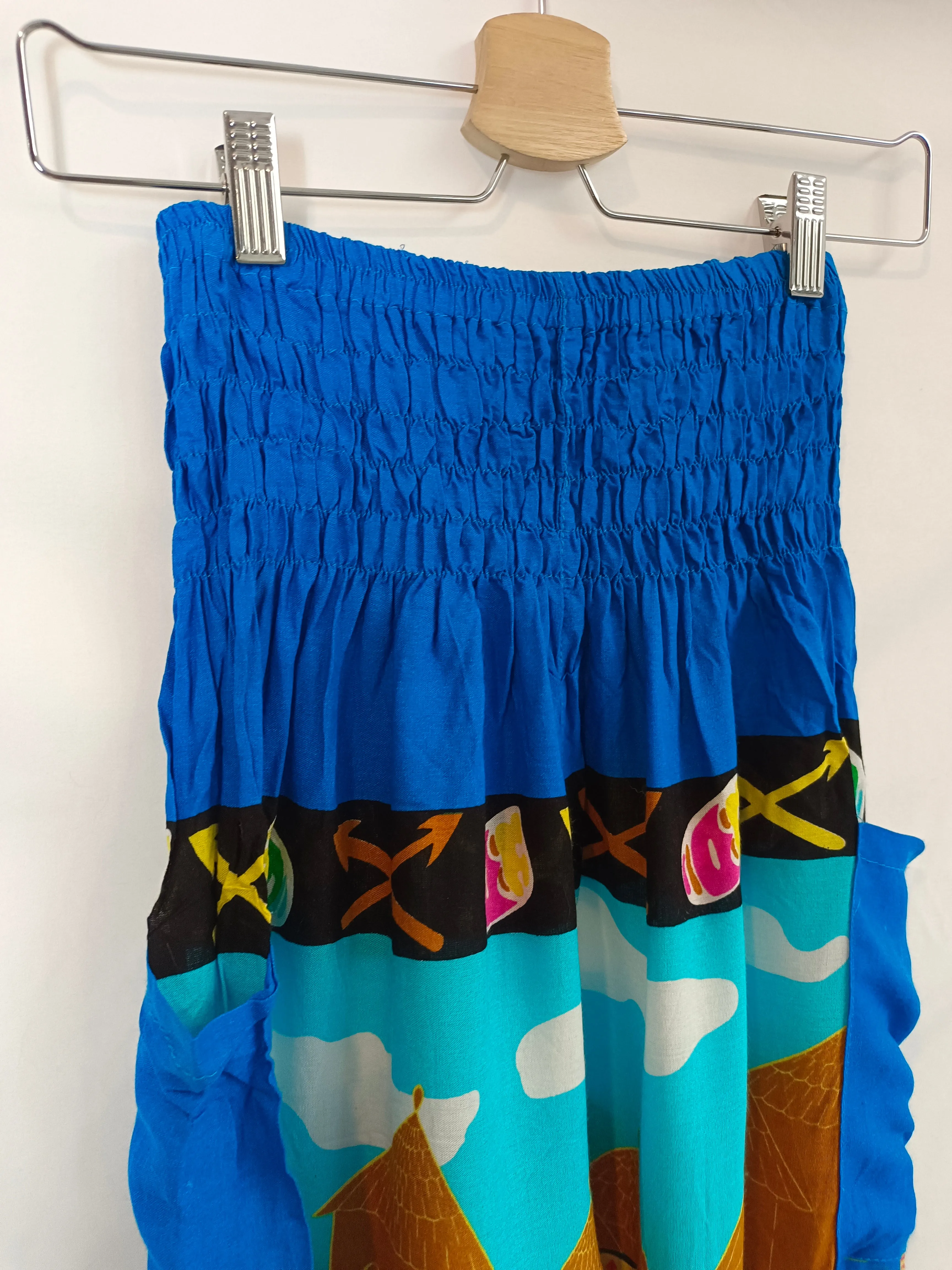 OTRAS. Pantalón azul fluido estampado Tu(s/m)