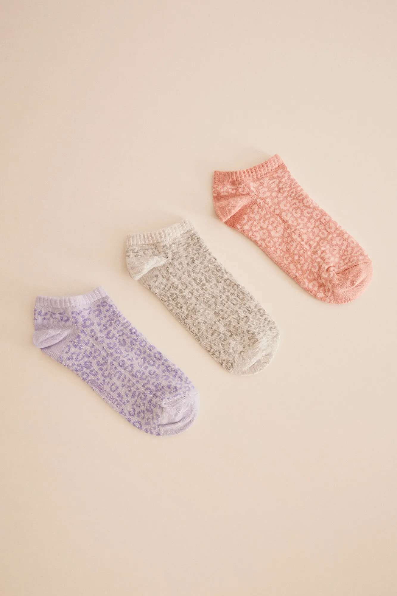 Pack 3 calcetines cortos algodón animal print