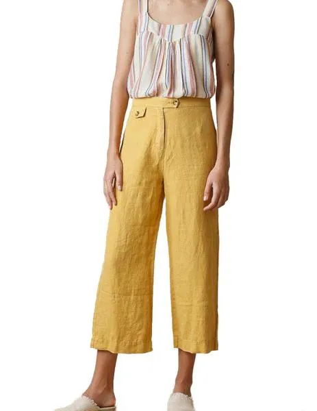 PANTALON INDI COLD CROP TEJIDO LINO
