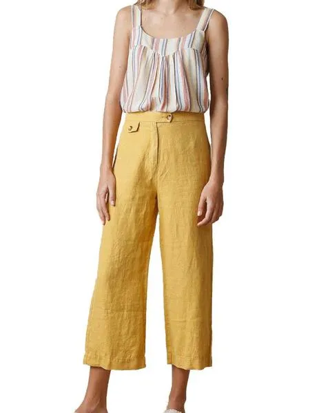 PANTALON INDI COLD CROP TEJIDO LINO