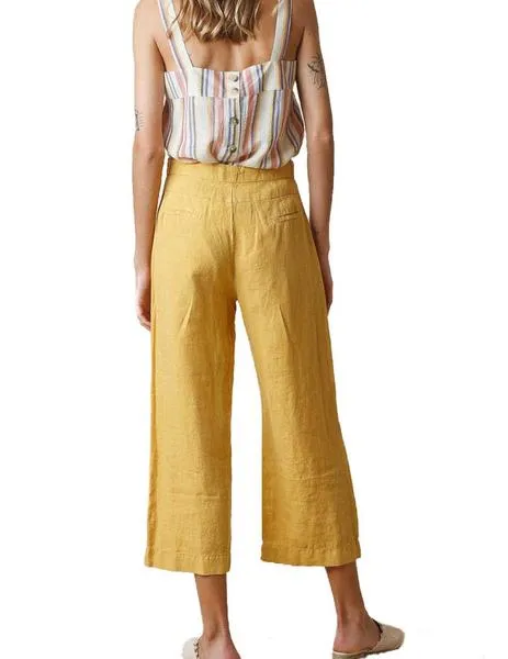 PANTALON INDI COLD CROP TEJIDO LINO