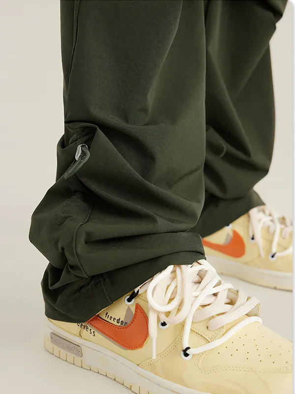 Pantalones cargo de secado rápido con cordón plisado para hombre