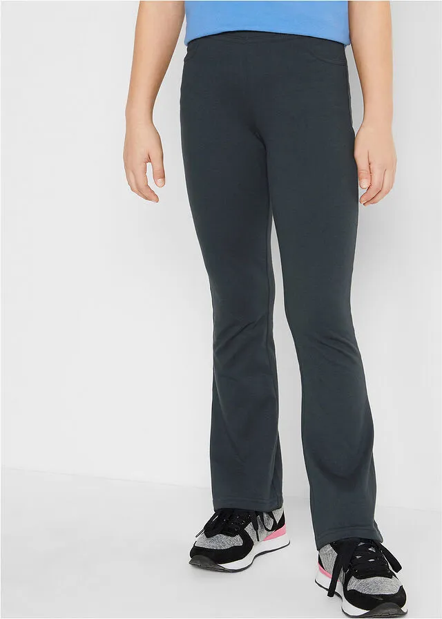 Pantalón acampanado para niñas de algodón orgánico Negro
