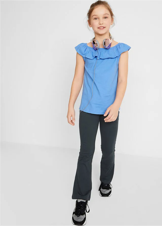 Pantalón acampanado para niñas de algodón orgánico Negro