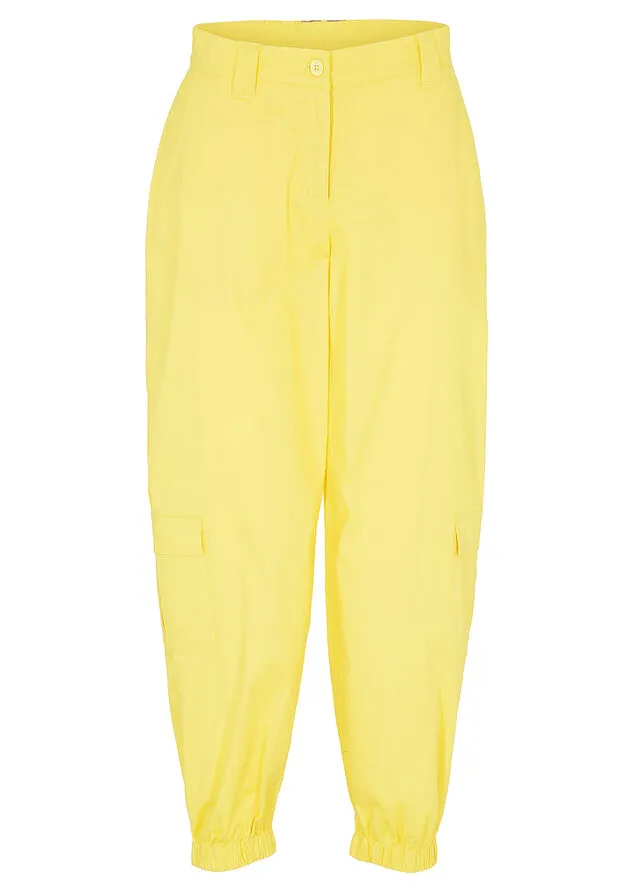 Pantalón cargo estilo papertouch con forma de O Amarillo canario