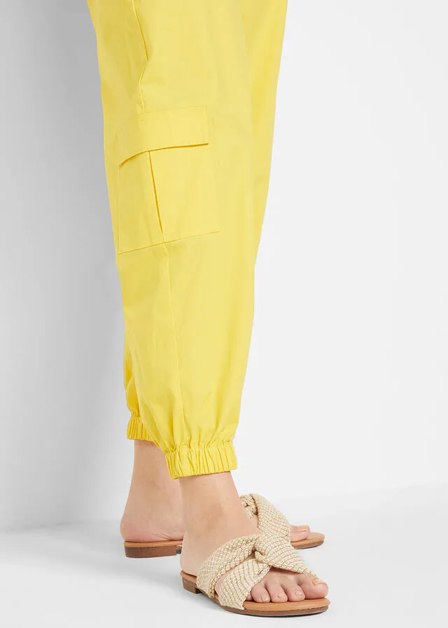 Pantalón cargo estilo papertouch con forma de O Amarillo canario