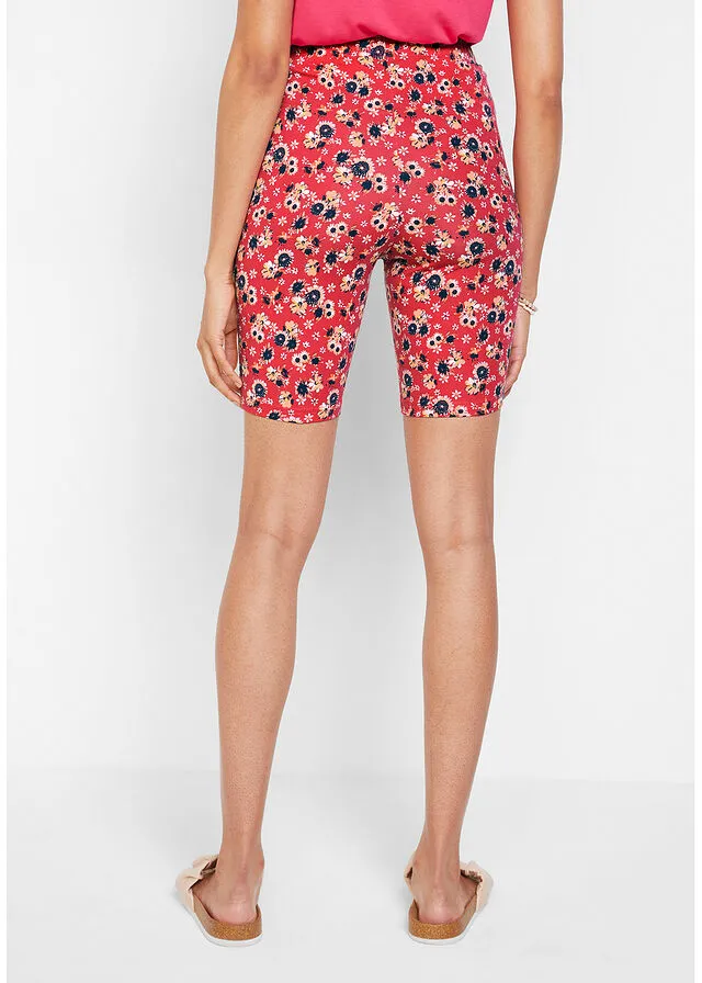 Pantalón ciclista con elástico (2 unidades) rosa hibisco + negro con flores
