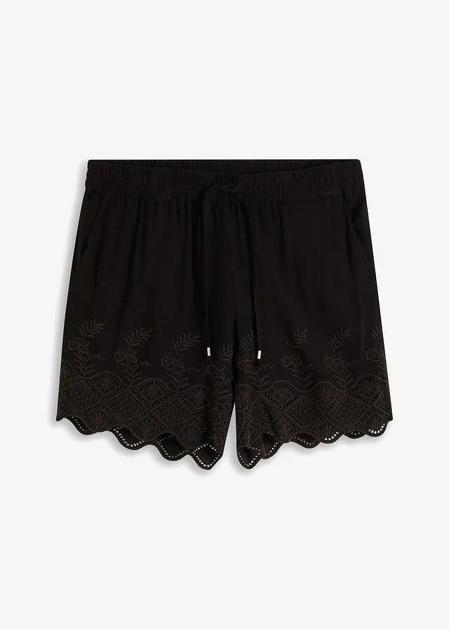 Pantalón corto con encaje Negro