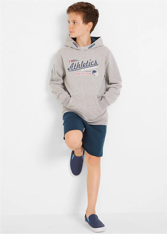 PANTALóN CORTO DEPORTIVO PARA NIñOS (2 UNIDADES) GRIS CLARO JASPEADOAZUL MARINO