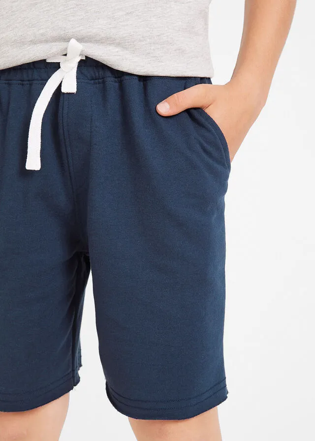 PANTALóN CORTO DEPORTIVO PARA NIñOS (2 UNIDADES) GRIS CLARO JASPEADOAZUL MARINO