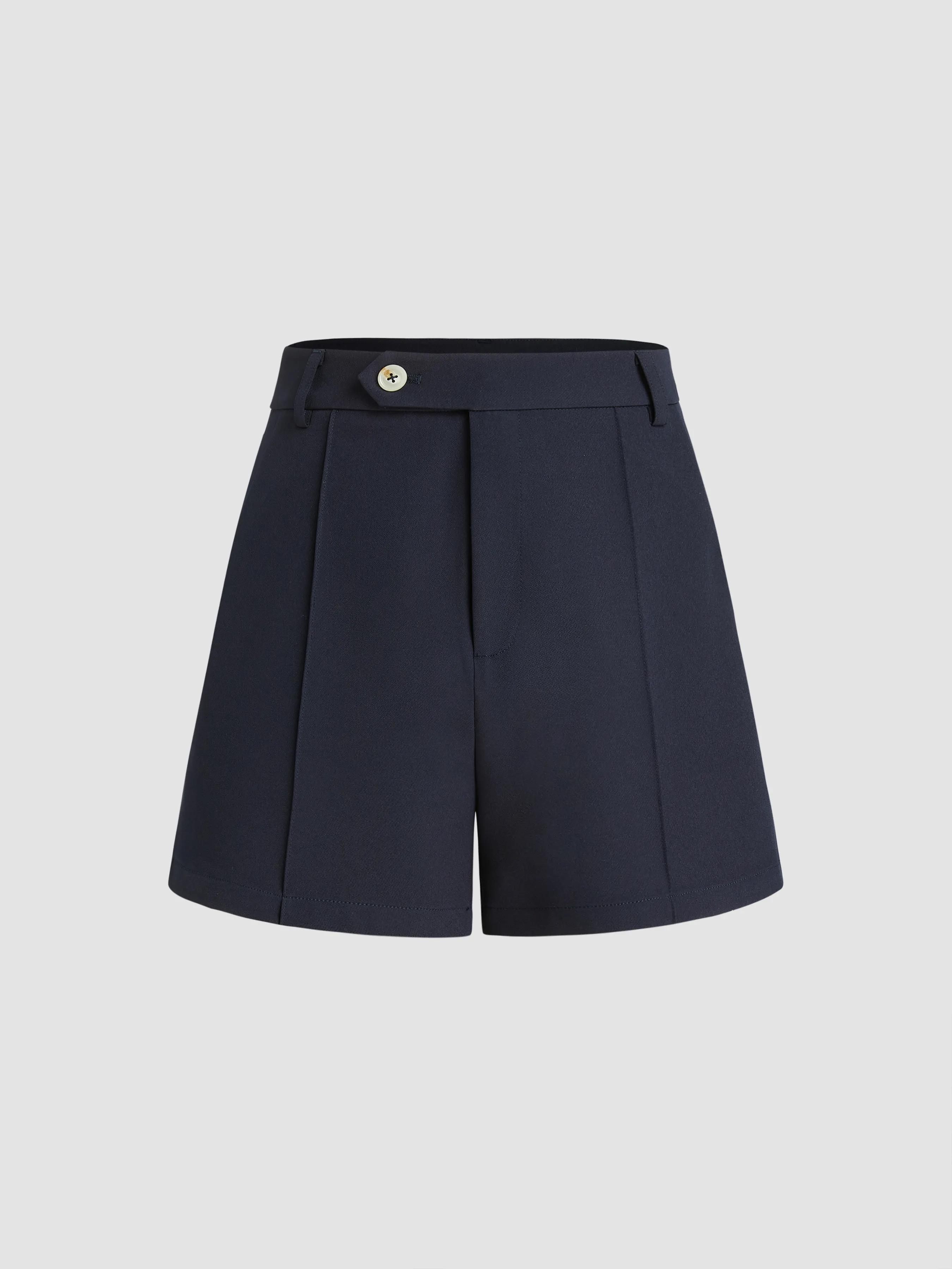  Pantalón corto tejido de cintura media con bolsillo fruncido sólido