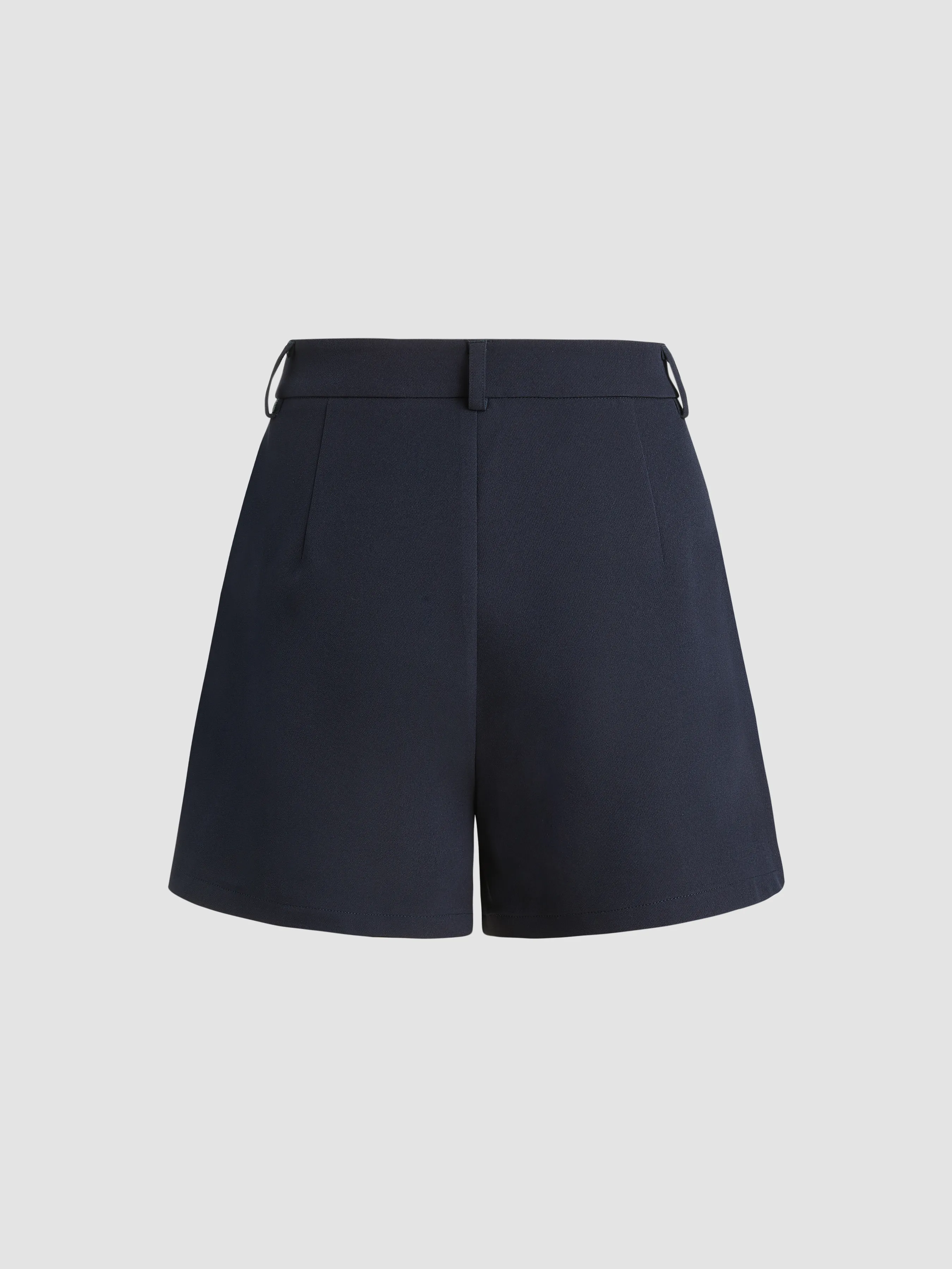  Pantalón corto tejido de cintura media con bolsillo fruncido sólido