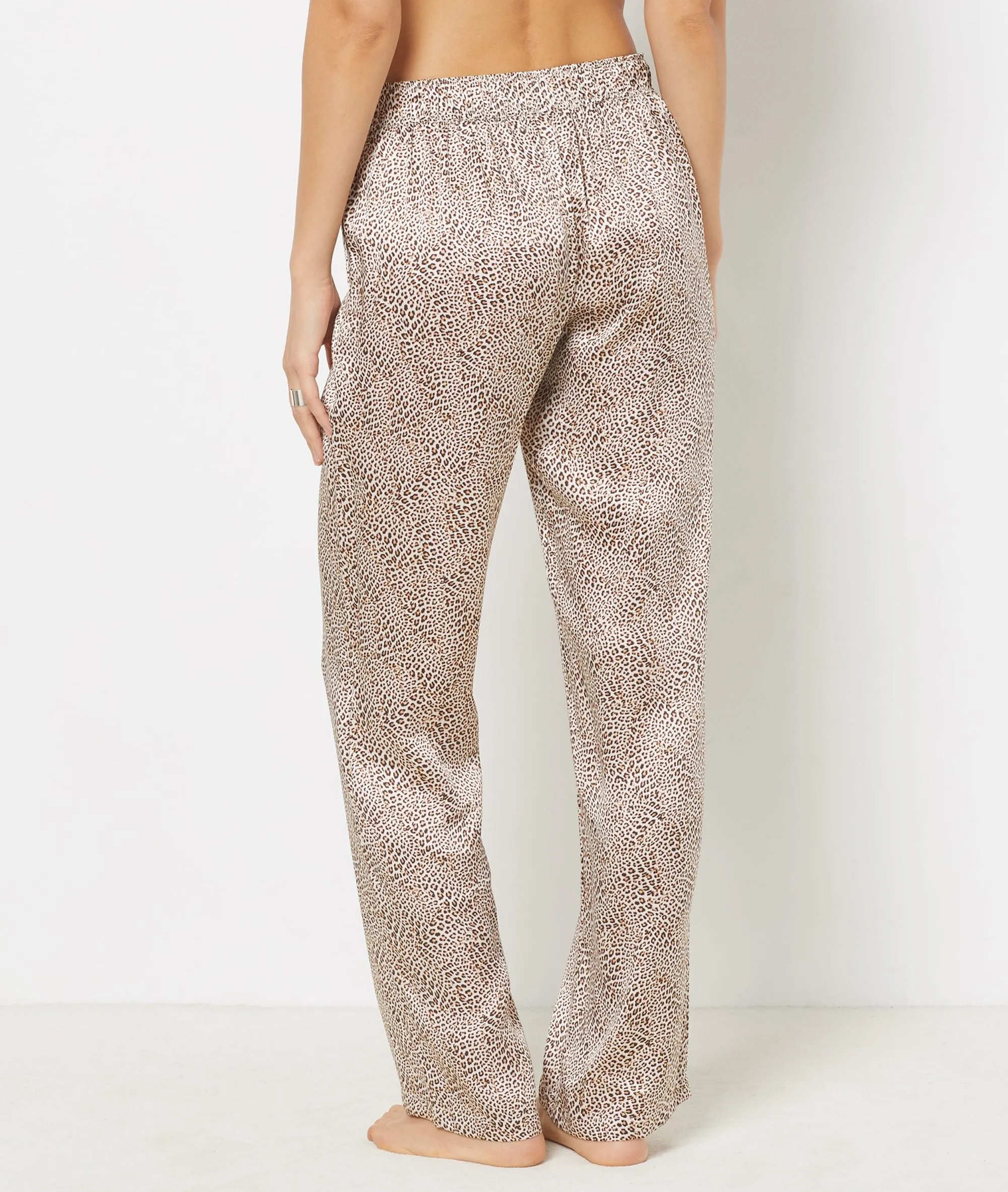 PANTALóN DE SEDA, ESTAMPADO ANIMAL PRINT PEARLY IMP FD MARRON  ETAM