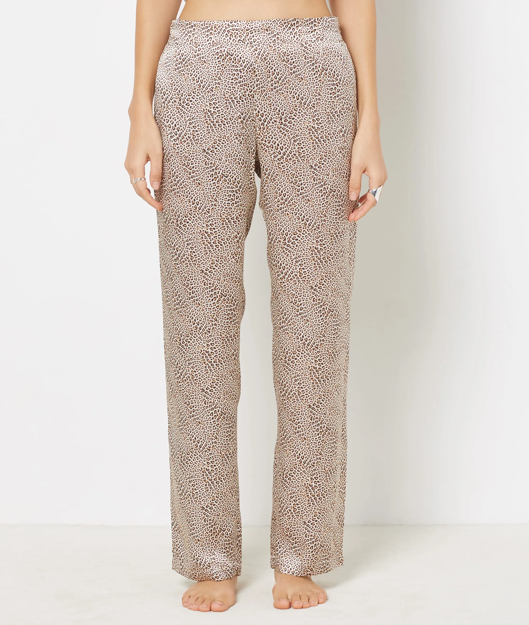 PANTALóN DE SEDA, ESTAMPADO ANIMAL PRINT PEARLY IMP FD MARRON  ETAM