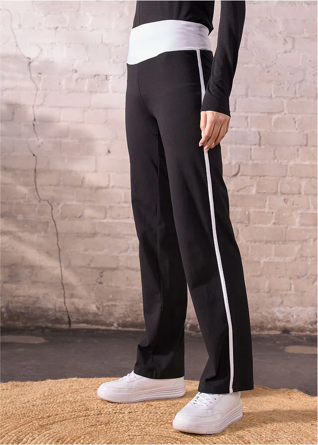 Pantalón deportivo de algodón con elástico Negro