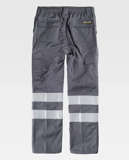 Pantalón multibolsos con tejido polar 2 cintas reflectantes Gris