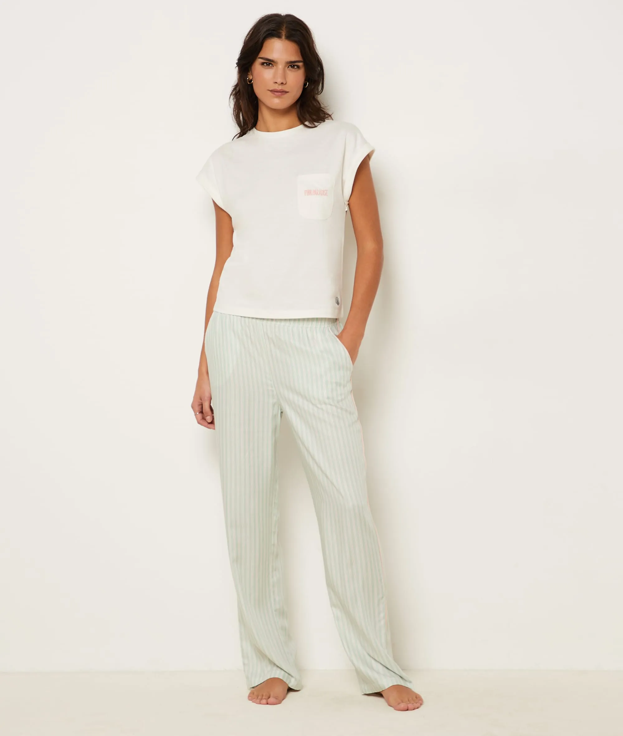 PANTALóN PIJAMA ESTAMPADO DE RAYAS CHARLY VERT NIL  ETAM