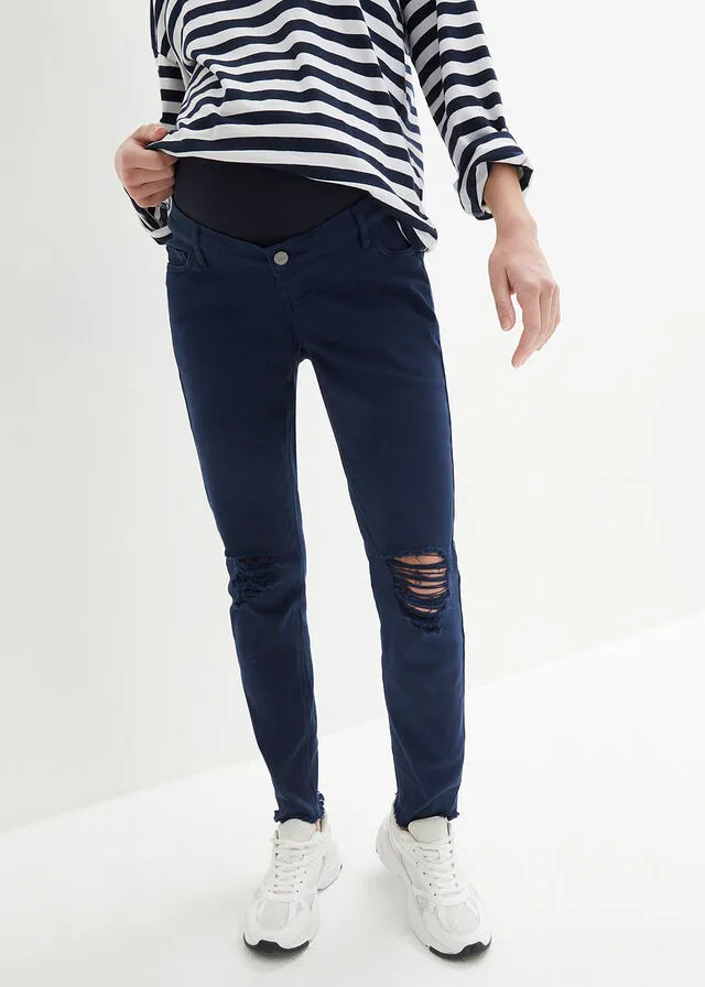 Pantalón premamá elástico con algodón Azul marino