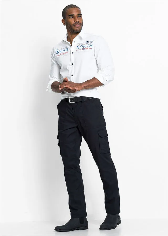 Pantalón térmico holgado de estilo cargo con revestimiento de teflón y corte recto carbón