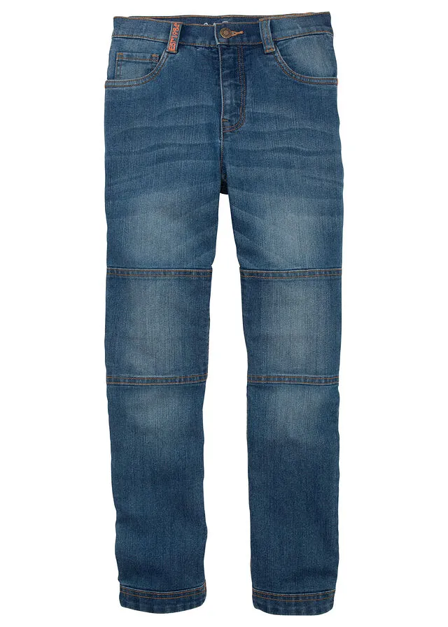 Pantalón vaquero para niños con la parte de las rodilla fortalecida Azul piedra