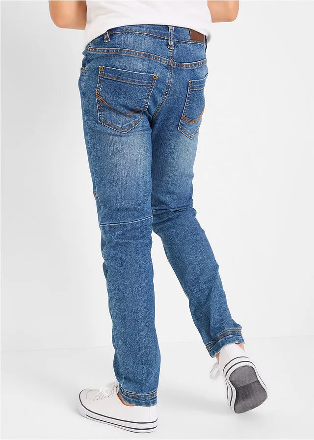 Pantalón vaquero para niños con la parte de las rodilla fortalecida Azul piedra