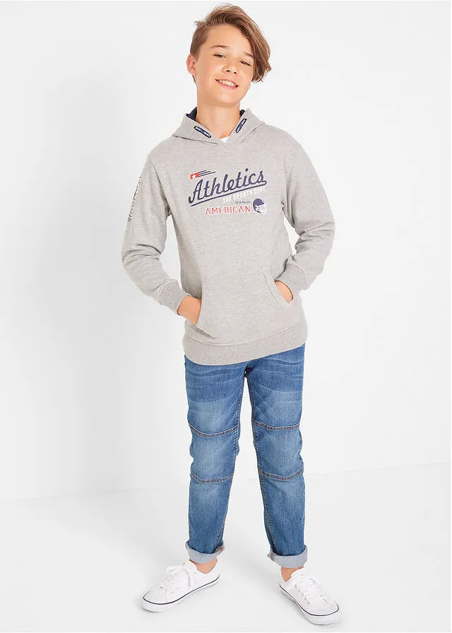 Pantalón vaquero para niños con la parte de las rodilla fortalecida Azul piedra