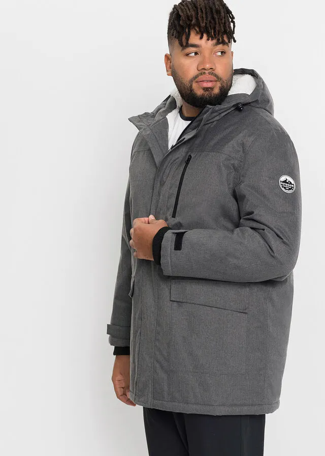 Parka funcional para exteriores con forro polar Gris jaspeado