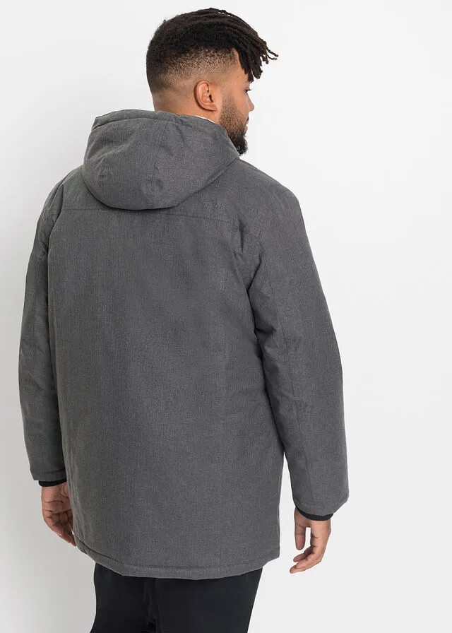 Parka funcional para exteriores con forro polar Gris jaspeado