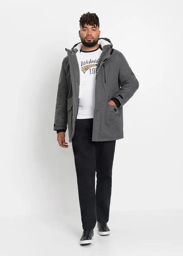 Parka funcional para exteriores con forro polar Gris jaspeado