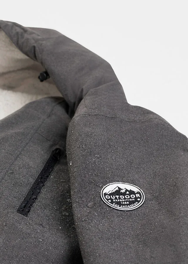 Parka funcional para exteriores con forro polar Gris jaspeado