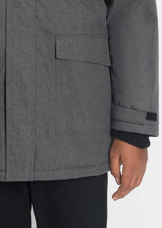 Parka funcional para exteriores con forro polar Gris jaspeado