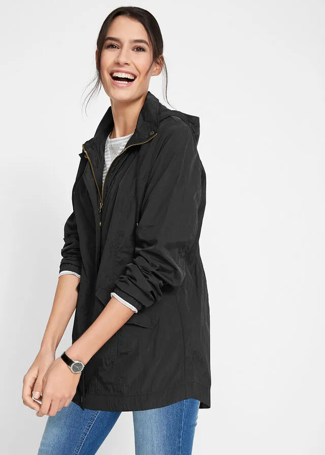 Parka ligera con capucha Negro