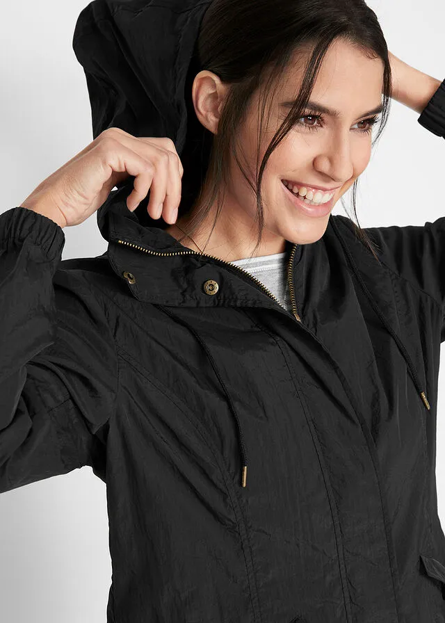Parka ligera con capucha Negro
