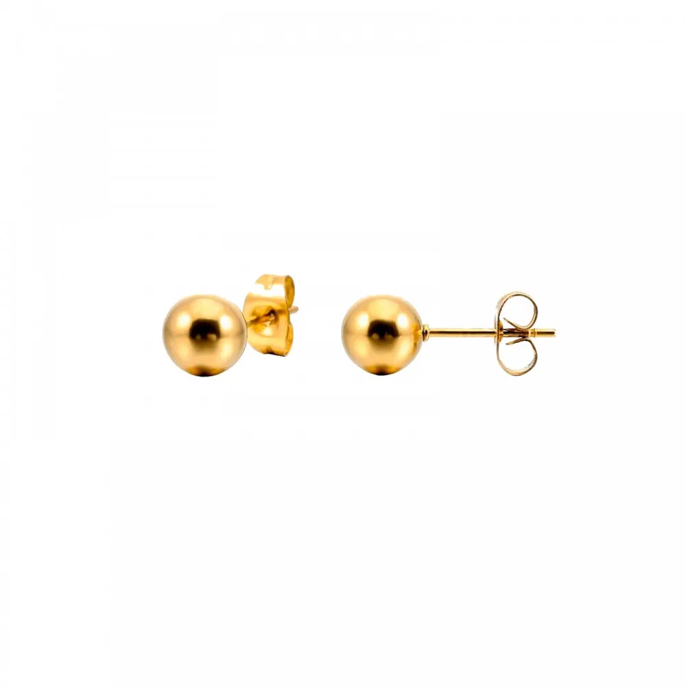 Pendiente Bolita Acero 4 mm Oro