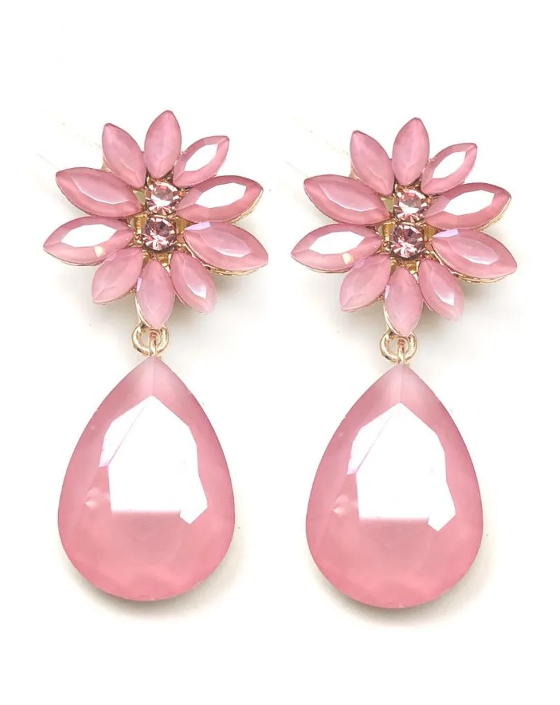 PENDIENTES DE CLIP ROSAS PARA MUJER CON BONITA FLOR