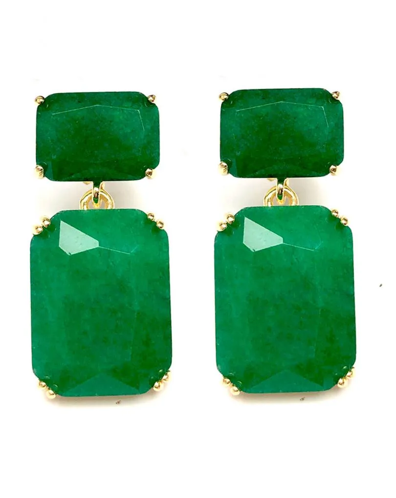 PENDIENTES DE PIEDRAS VERDES TONO ESMERALDA PARA BODAS