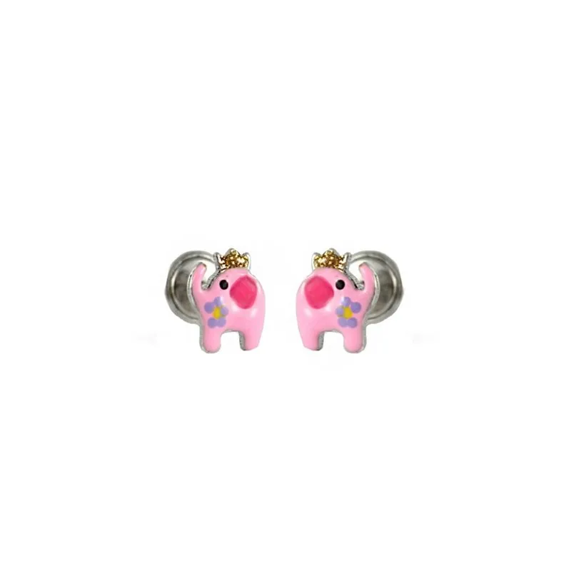 Pendientes Elefantito Con Corona