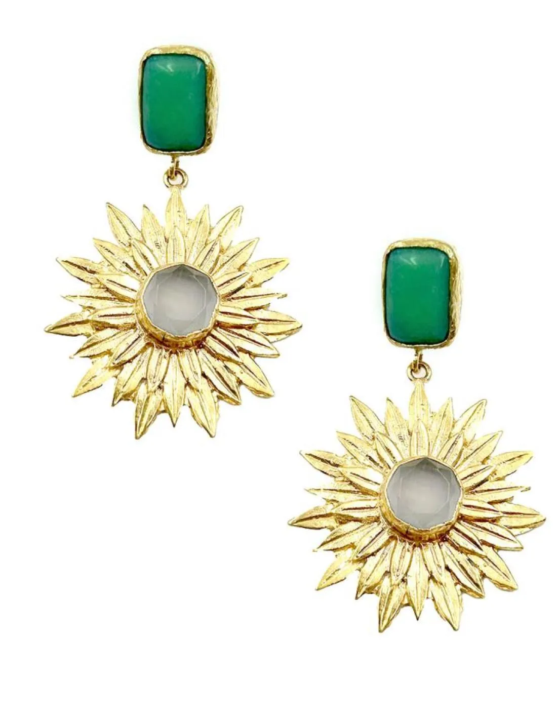 PENDIENTES MUJER DORADOS CON PIEDRAS TURQUESAS PARA BODAS