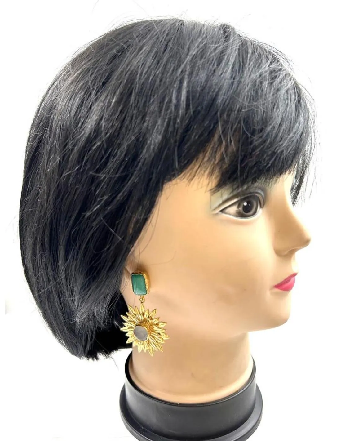 PENDIENTES MUJER DORADOS CON PIEDRAS TURQUESAS PARA BODAS