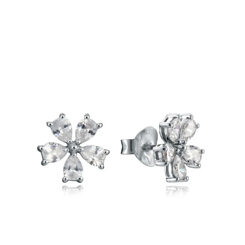 Pendientes Viceroy Jewels de plata de ley Flor cristales para mujer