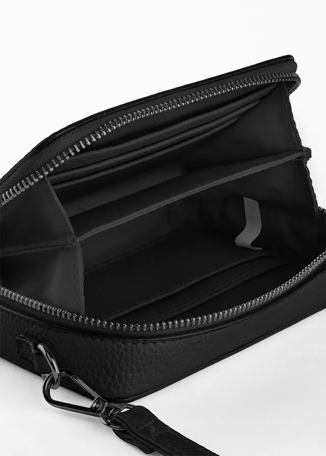 Pequeño bolso de estilo bandolera con correa intercambiable Negro