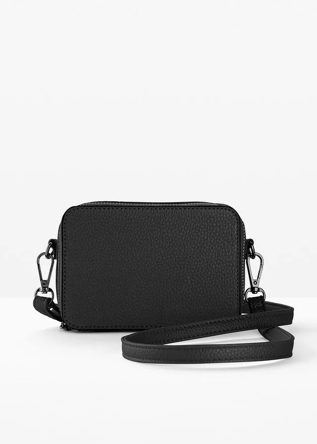 Pequeño bolso de estilo bandolera con correa intercambiable Negro