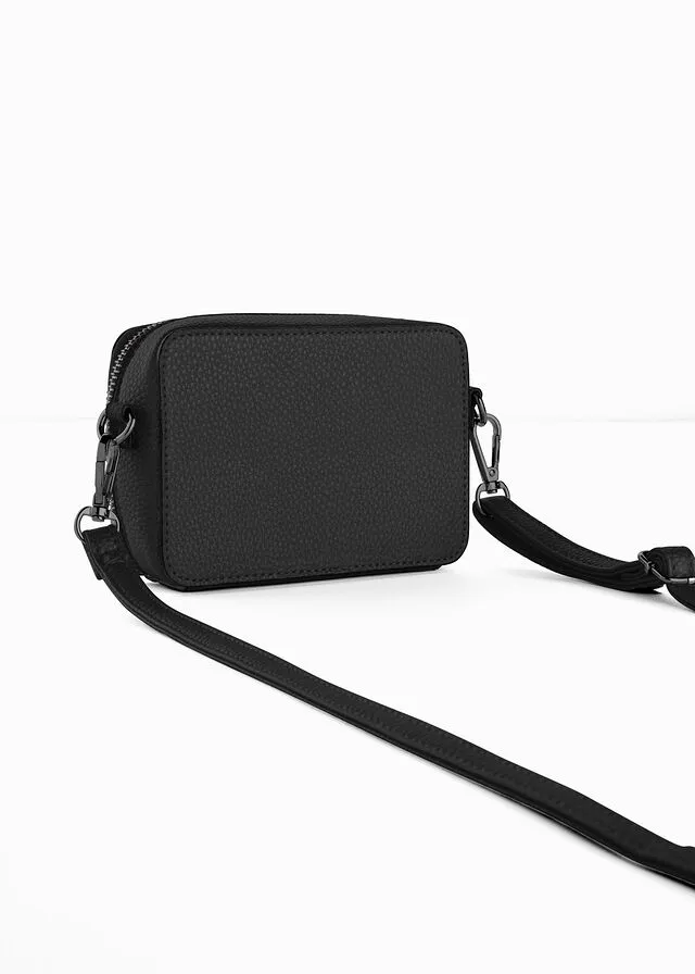 Pequeño bolso de estilo bandolera con correa intercambiable Negro