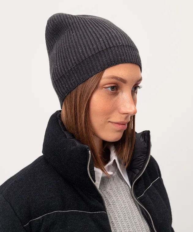 Peserico Gray hat with wool and lurex