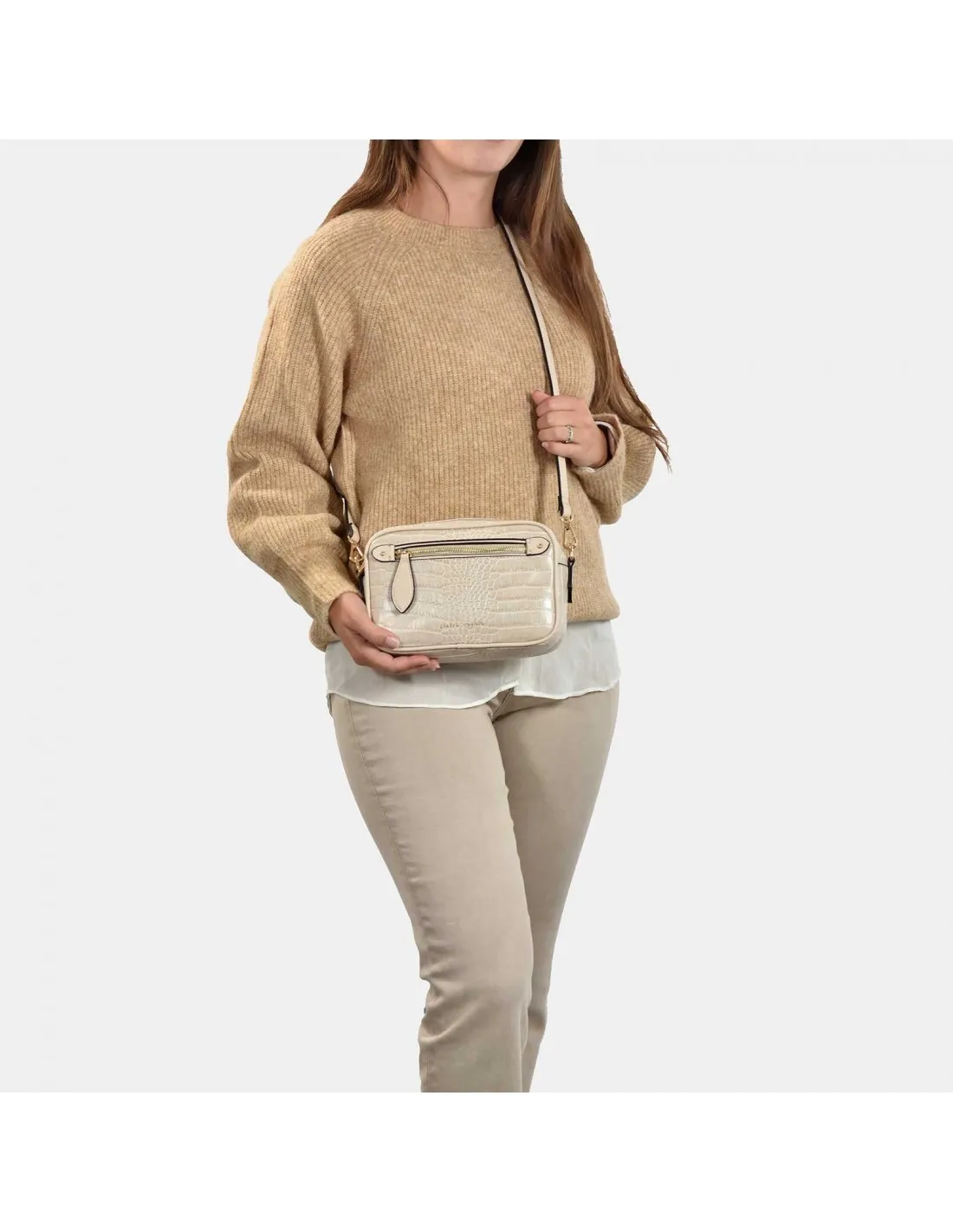 PIERRE CARDIN Bolso bandolera grabado para mujer con cremallera