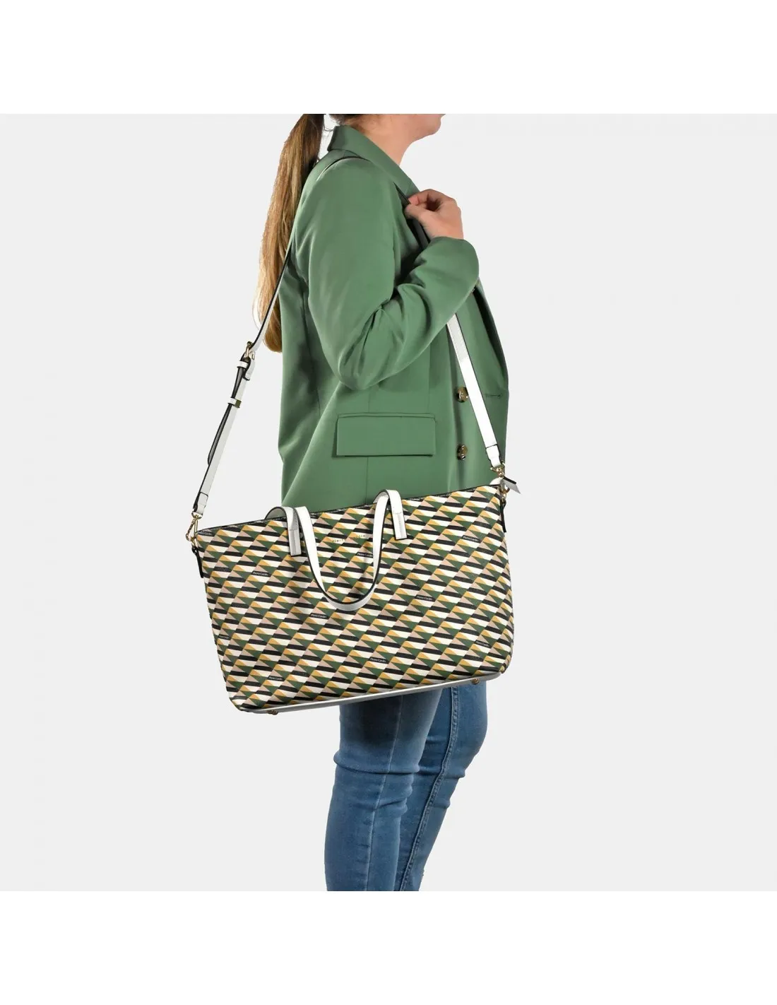 PIERRE CARDIN Bolso shopper con asas largas para mujer en lona estampada