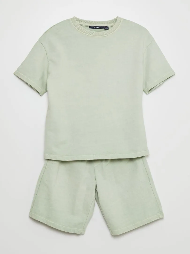 PIJAMA CORTO  CAMISETA + BERMUDAS  2 PIEZAS  VERDE