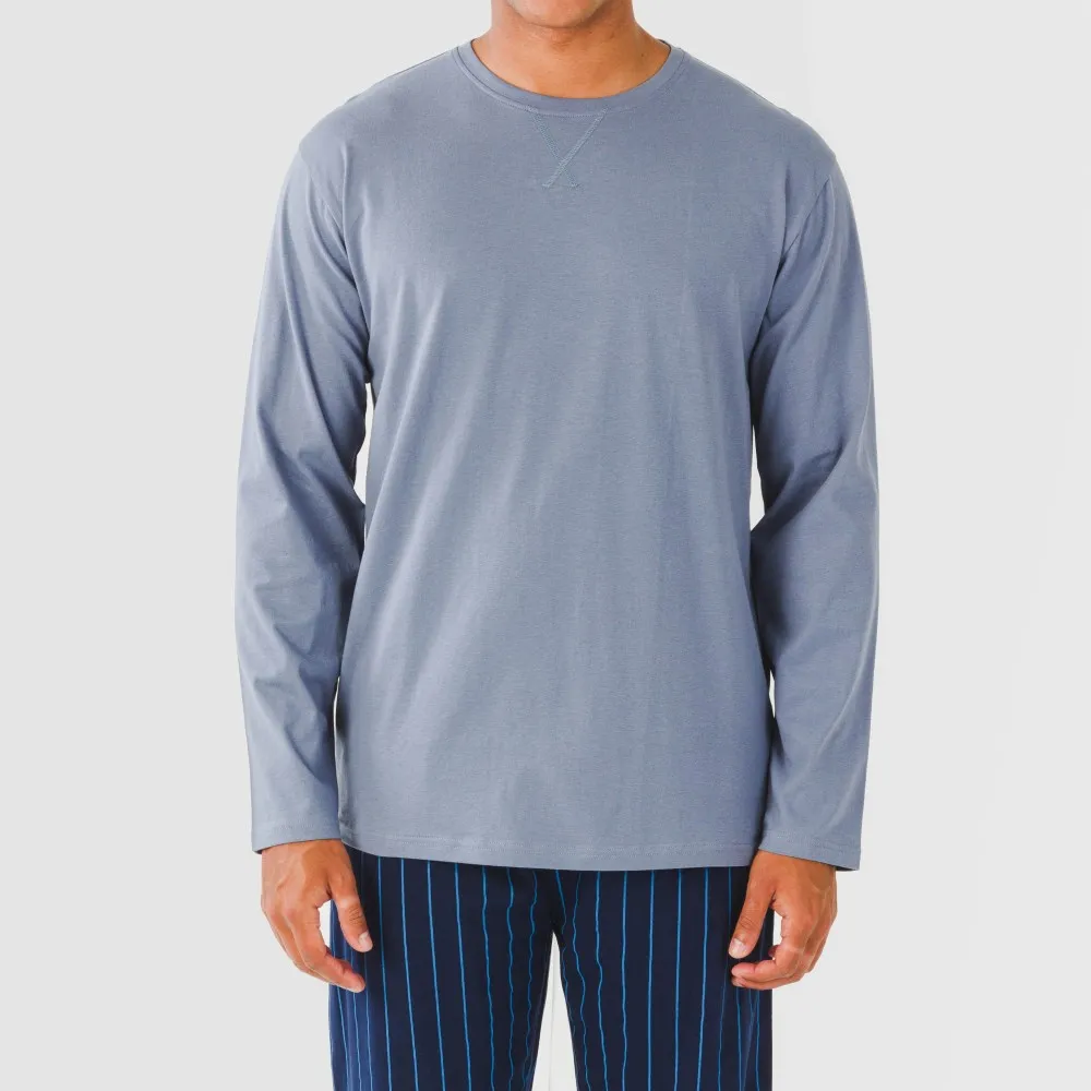Pijama largo algodón hombre Raya Mortiz indigo