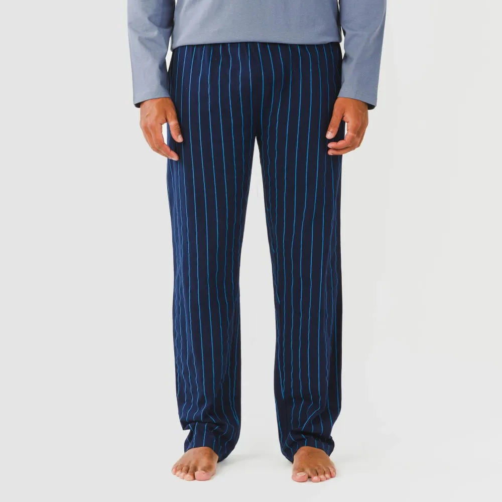 Pijama largo algodón hombre Raya Mortiz indigo